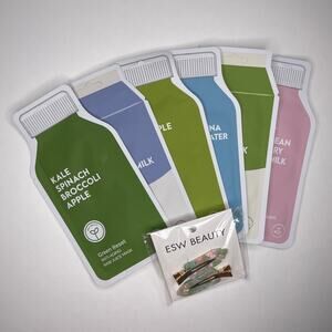 ESW Beauty — Set of 6 Face Masks + Hair Clips K-Beauty Korean Vegan Skincare NEW